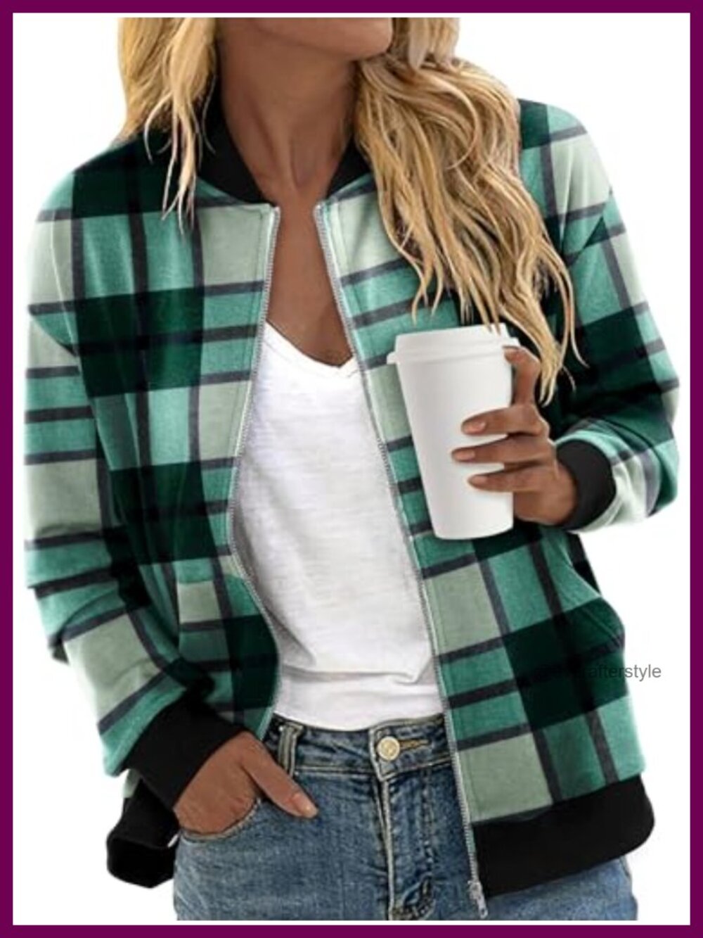 Women's Zip Up Bomber Jacket Long Sleeve Windbreaker with Pockets